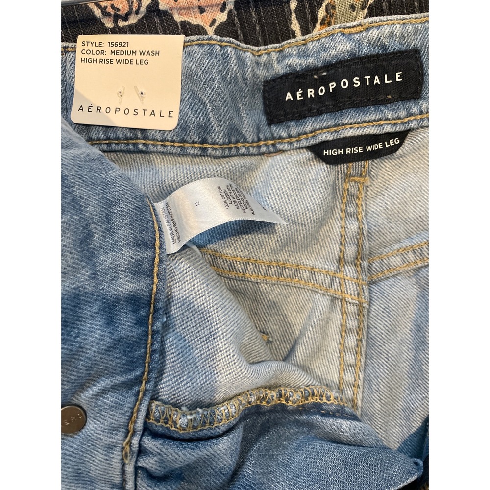Aeropostale Jeans Women's 12 Blue New High Rise Wide Leg Non-Stretch Denim New - Picture 9 of 15